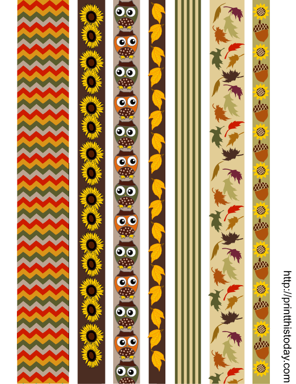 12 Free Printable Fall Washi Tapes and Stickers